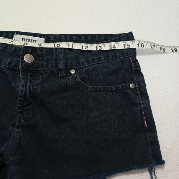 Victorias Secret Pink Shorts Womens Dark Wash Denim Distressed Frayed Hem Size 4 - Picture 7 of 8